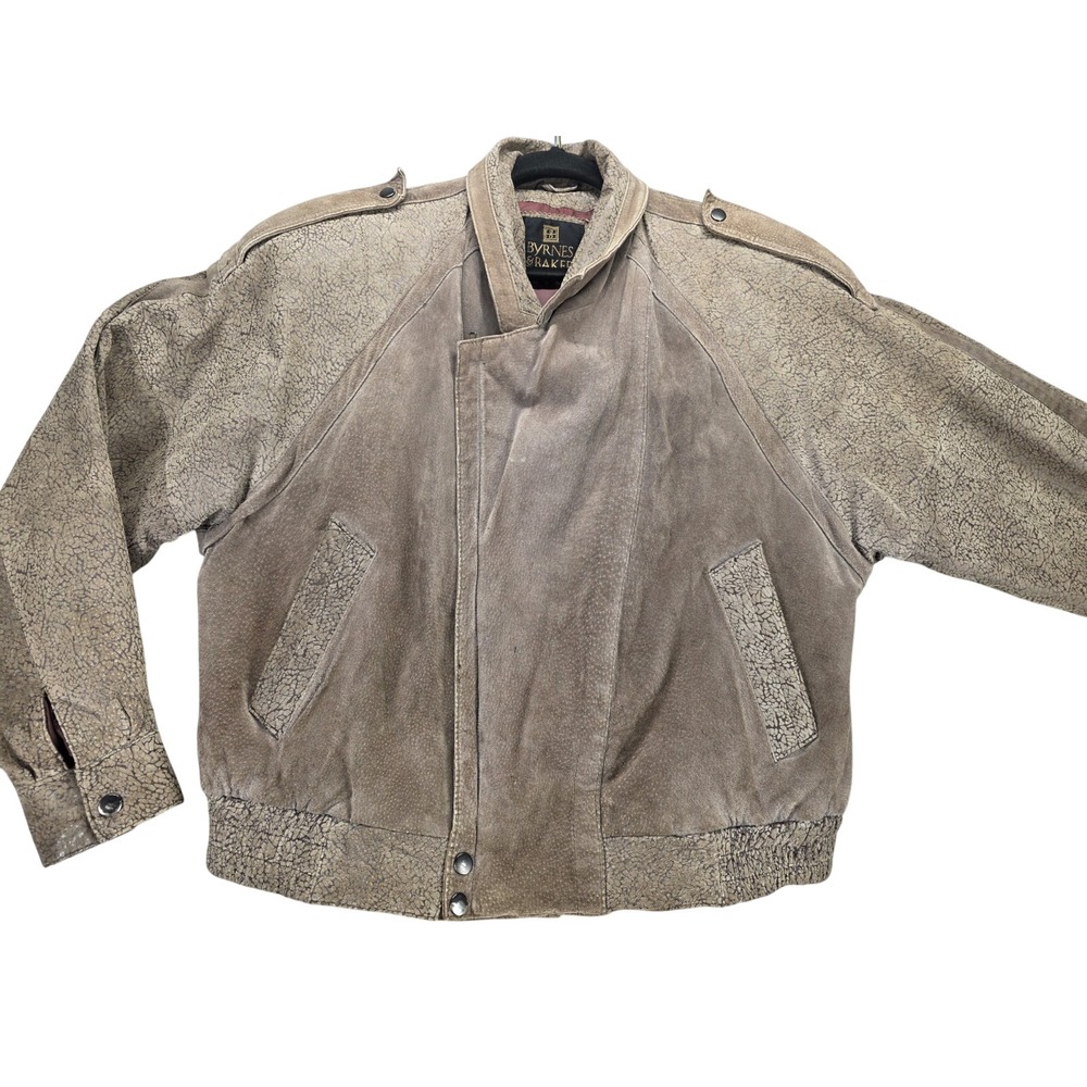 Vintage Byrnes & Baker Womens Leather Jacket Brown Asymmetrical Y2K Gorpcore